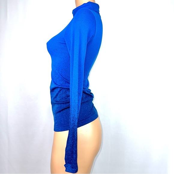 Athleta Women’s XS Blue Long Sleeve Ribbed Seamless Activewear Top Turtleneck - Picture 4 of 10